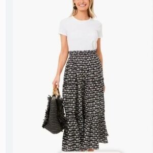 Tuckernuck tiered fish print skirt